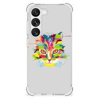 Samsung Galaxy S23 Stevig Bumper Hoesje Cat Color - thumbnail