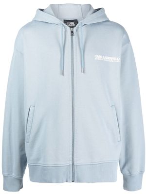 Karl Lagerfeld hoodie zippé à logo imprimé - Bleu