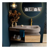 Mondiaz Riva 120cm badmeubel onderkast planchet kleur washed oak met 1 lade wastafel rechts 1 kraangat kleur smoke - thumbnail