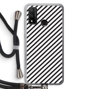 Strepen zwart-wit: Huawei P Smart (2020) Transparant Hoesje met koord