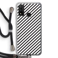 Strepen zwart-wit: Huawei P Smart (2020) Transparant Hoesje met koord