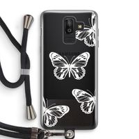 White butterfly: Samsung Galaxy J8 (2018) Transparant Hoesje met koord