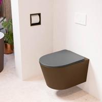 Wandcloset Mondiaz Lavie | Zonder spoelrand | Incl.Toiletzitting-Dark Grey | Keramiek | Rust (bruin) Wandcloset Mondiaz Lavie | Zonder spoelrand | Incl.Toiletzitting-Dark Grey | Keramiek | Rust (bruin)