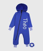 Waterproof Softshell Overall Comfy Intense Blue Striped Cuffs Jumpsuit