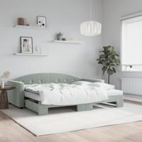 Slaapbank onderschuifbed matrassen 100x200cm fluweel lichtgrijs