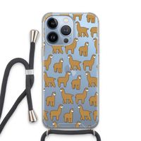 Alpacas: iPhone 13 Pro Transparant Hoesje met koord