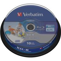 Verbatim 43804 Blu-ray BD-R disc 25 GB 10 stuk(s) Spindel Bedrukbaar Verbatim 43804 Blu-ray BD-R disc 25 GB 10 stuk(s) Spindel Bedrukbaar