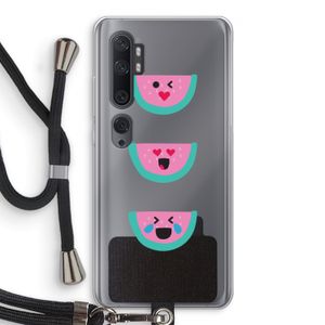 Smiley watermeloen: Xiaomi Mi Note 10 Transparant Hoesje met koord