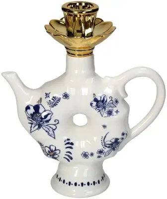 Kersten kandelaar porselein dutch delight theepot 16.5x7x19cm blauw
