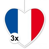 3x Frankrijk hangdecoratie harten 14 cm   - - thumbnail