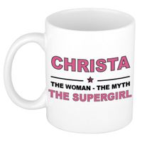 Naam cadeau mok/ beker Christa The woman, The myth the supergirl 300 ml   - - thumbnail