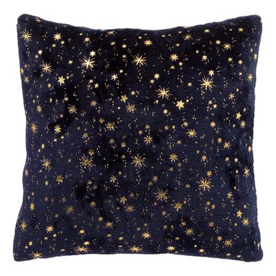 Bank/sier kussen - voor binnen - sterrenhemel blauw/goud - 40 x 40 cm