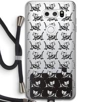 Zwarte poes: LG V30 Transparant Hoesje met koord