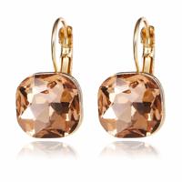 Vrouwen mode kleur vierkante Stud Oorbellen Crystal Strass Earring (Champagne)