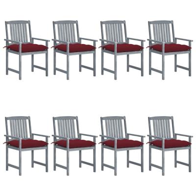 Tuinstoelen 8 st met kussens massief acaciahout grijs