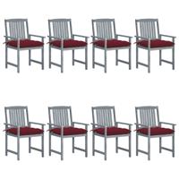 Tuinstoelen 8 st met kussens massief acaciahout grijs