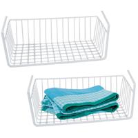 Kastmandje - 2x - wit - metaal - 37 x 25 x 11 cm - opberg hangmand