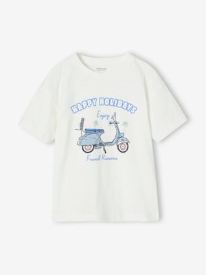 Jongensshirt met scootermotief wit