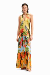 Tropische maxi-jurk halternek - MATERIAL FINISHES - M