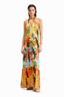 Tropische maxi-jurk halternek - MATERIAL FINISHES - L