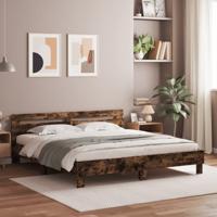 Bedframe met hoofdeinde en LED gerookt eikenkleurig 180x200 cm