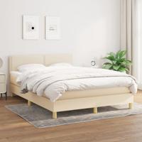 Boxspring met matras stof crèmekleurig 140x200 cm