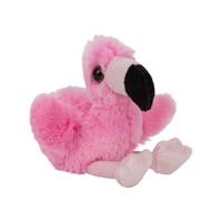 Nature Planet pluche knuffeldier Flamingo - roze - 13 cm - cadeau - tropische vogels - thumbnail