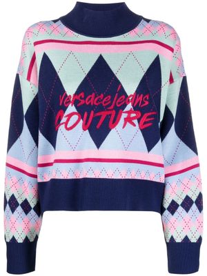 Versace Jeans Couture pull à logo brodé - Bleu