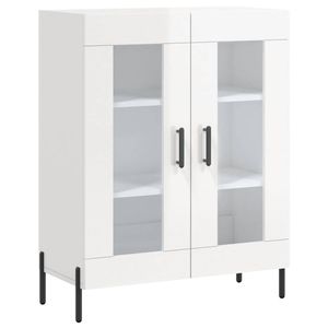 The Living Store Dressoir Classic White - 69.5 x 34 x 90 cm - High Gloss - Wood - Iron