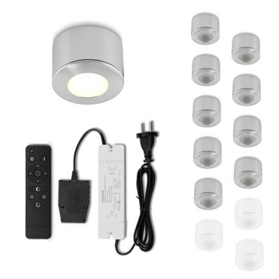 Set Led opbouwspot met afstandsbediening Parma zilver 3W dimbaar IP44 1-12 stuks