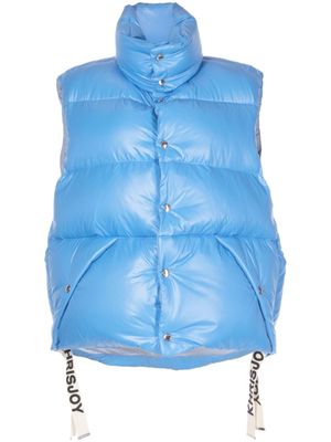 Khrisjoy gilet matelassé à bande logo - Bleu