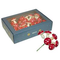 Paddenstoelen decoratie stekers - 48x st - 4 cm - kerststukje instekers