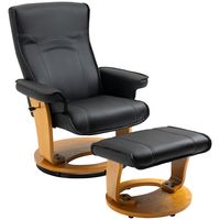HOMCOM Fauteuil met voetenbank, tv-stoel, fauteuil, verstelbare rugleuning, 360Â° draaibaar, zwart+bruin
