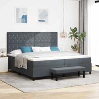 Boxspring bed met matras Donkergrijs 200 x 200 cm Fluweel
