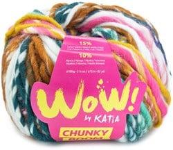 Katia WOW - Chunky Boom 300 Olieverf-Parelachtig paars-Kauwgom roze