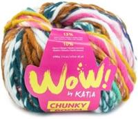 Katia WOW - Chunky Boom 300 Olieverf-Parelachtig paars-Kauwgom roze