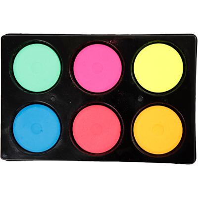 Colortime Waterverf, h: 16 mm, d 44 mm, neon kleuren, 1 doos