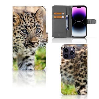 iPhone 15 Pro Max | Telefoonhoesje | Met pasjeshouder | Baby Luipaard