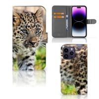 iPhone 15 Pro Max | Telefoonhoesje | Met pasjeshouder | Baby Luipaard