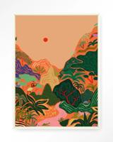 Urban Cotton Wandkleed 'Hidden Paradise' 110 x 145cm in Floating Frame - off white