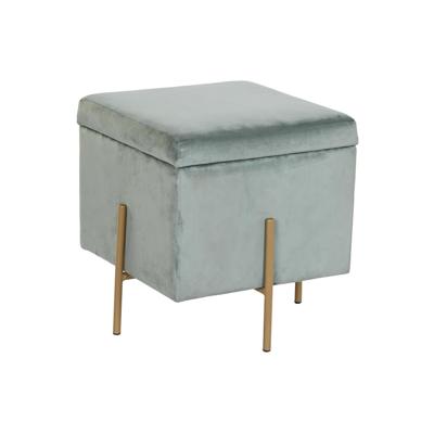 Voetensteun DKD Home Decor Metaal Turkoois Polyester (45 x 45 x 45 cm)