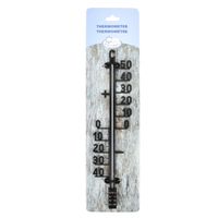 Buiten profiel thermometer zwart van kunststof 10 x 41 cm - Buitenthermometers - thumbnail