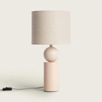 Tafellamp keramiek beige stoffen kap voet E27 &apos;Juliette&apos;