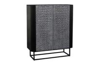 Handgemaakt dressoir CROCO 120cm grijs zwart massief mangohout 3D design - 44581