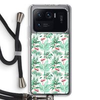 Flamingo bladeren: Xiaomi Mi 11 Ultra Transparant Hoesje met koord