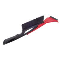 IJskrabber 2 in 1 - met rubberen trekker en borstel - raamkrabber - rood - kunststof - 9 x 40 cm