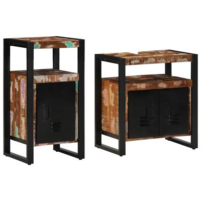 Badkamermeubelset 2 pcs Bruin massief gerecycled hout