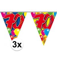 3x Leeftijd versiering vlaggenlijnen 70 jaar 10 meter - thumbnail