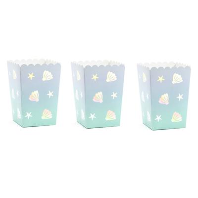 Popcorn bakjes - 12 Stuks - zeemeermin/oceaan thema - 12,5 cm - chips/snoepbakjes