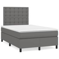 Boxspring met matras en LED kunstleer grijs 120x190 cm